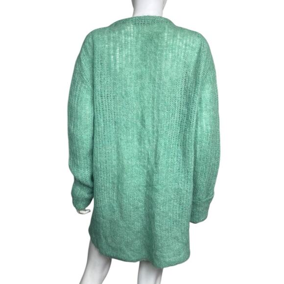 Brazeau Tricot Women's O/S Green Alpaca Oversized Knit Button Down Cardigan NWOT - Picture 2 of 3